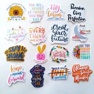 Stickers 16 Self Positive Vibes Lot Encouragment Scrapbooking Water Bottle Phone